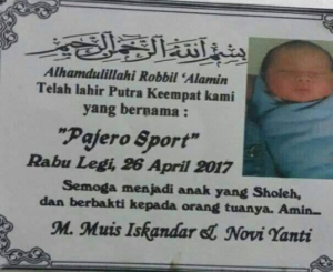 di pamulang ada bayi bernama pajero sport